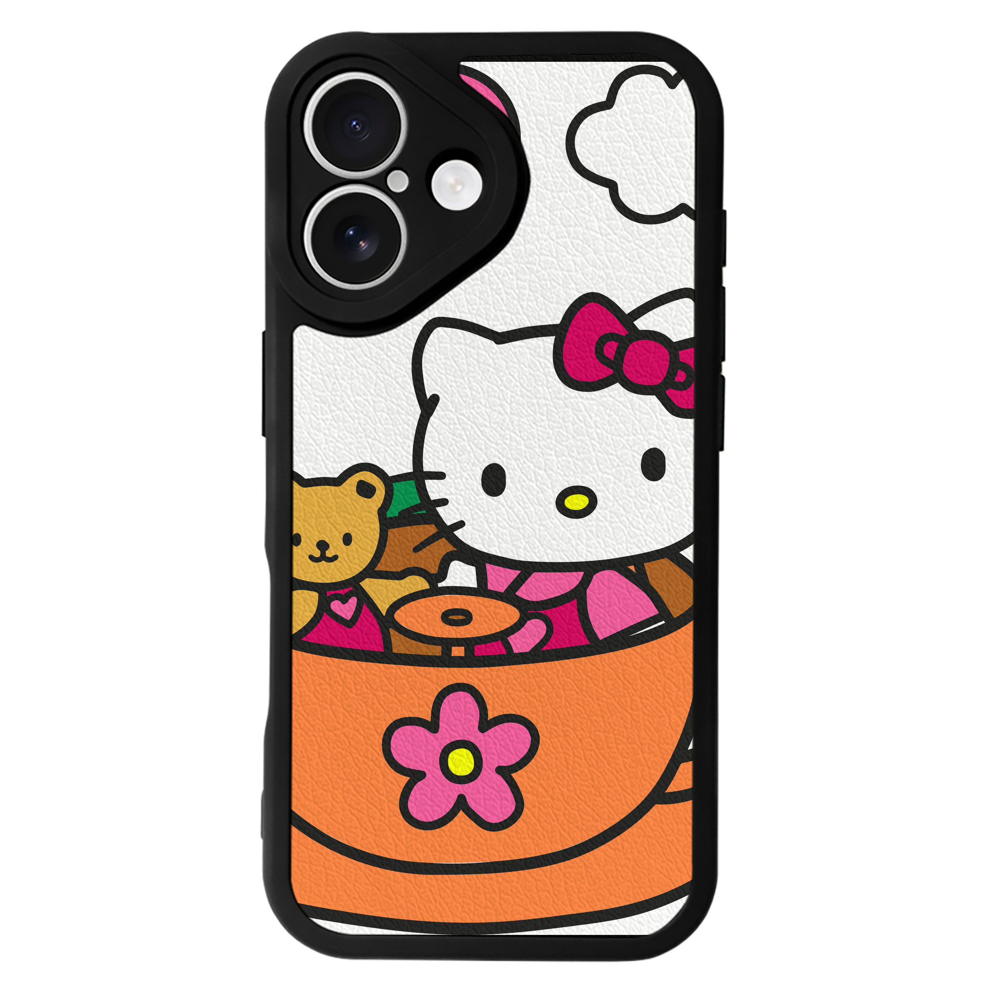 （画像用） Hello Kitty ハローキティ 【iPhone 16シリーズ対応】シリコンスマホケース（レザー調） 材質：シリコン